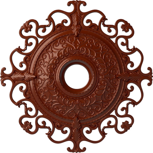 Ekena Millwork Orleans Ceiling Medallion (Fits Canopies up to 8 1/4"), 38 3/8"OD x 6 5/8"ID x 2 7/8"P, Firebrick CM38OLFIF - main